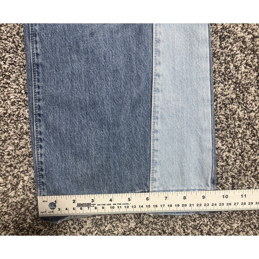 Old Navy High-Rise Super Baggy Wide Leg Jeans Girls 10 Two Tone Blue Raw Edge - Picture 5 of 7